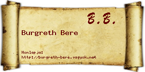 Burgreth Bere névjegykártya